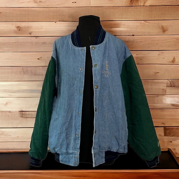 Denim varsity Lincoln jacket coat size xxl vintage 90s